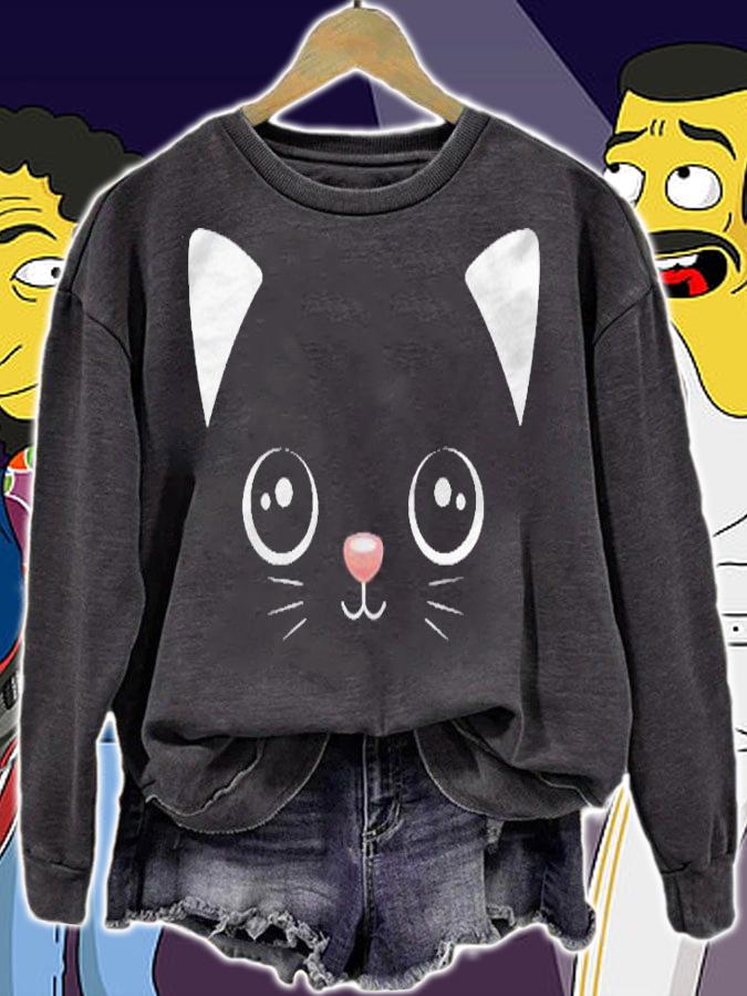 Black Cat Face Funny Kawaii Kitten Lover Shirt t-shirt sweatshirt