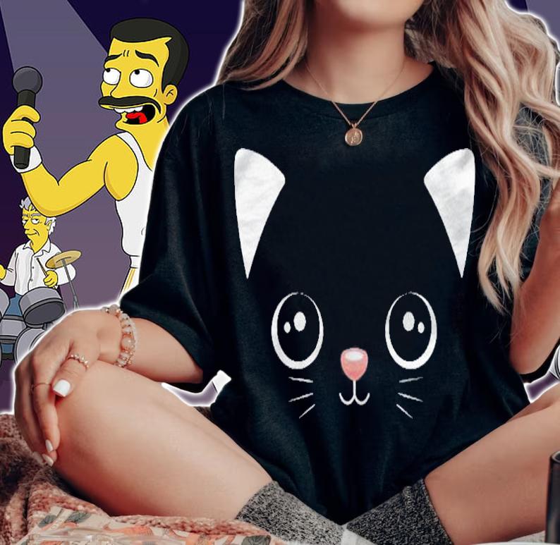 Black Cat Face Funny Kawaii Kitten Lover Shirt t-shirt woman shirt