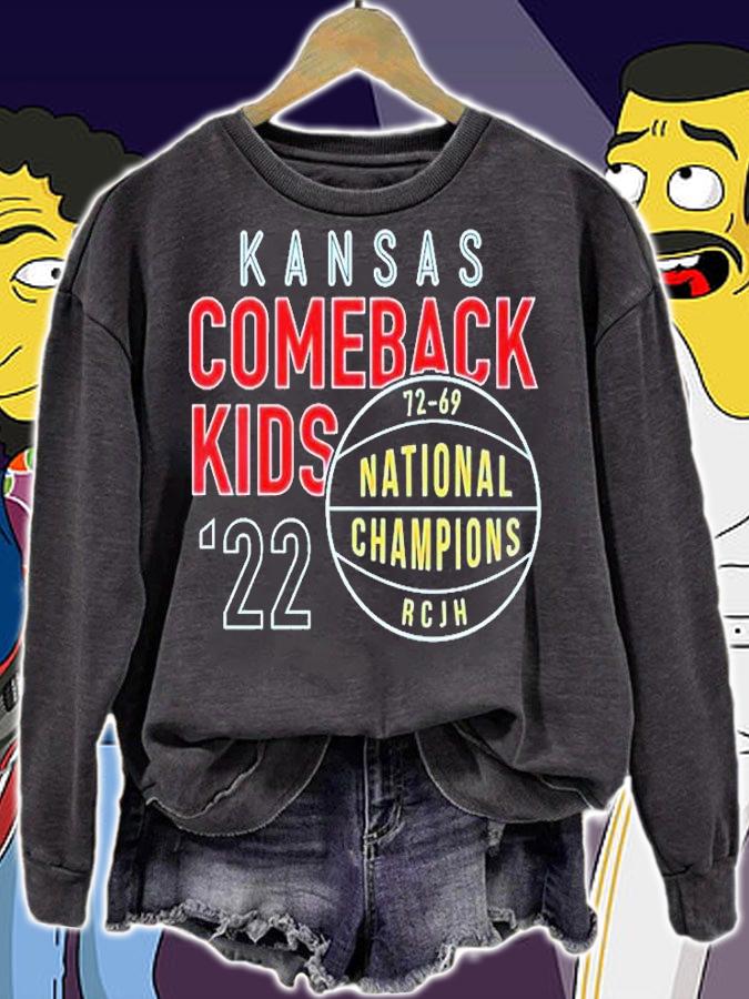 Kansas Jayhawks Comeback Kids 2022 National Champions T-Shirt t-shirt
