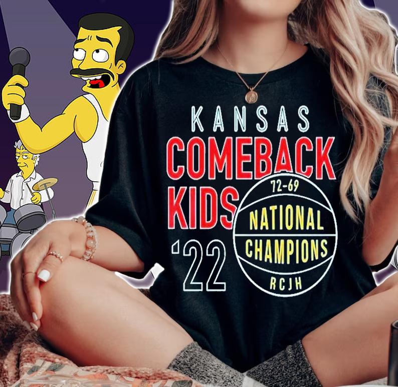 Kansas Jayhawks Comeback Kids 2022 National Champions T-Shirt t-shirt