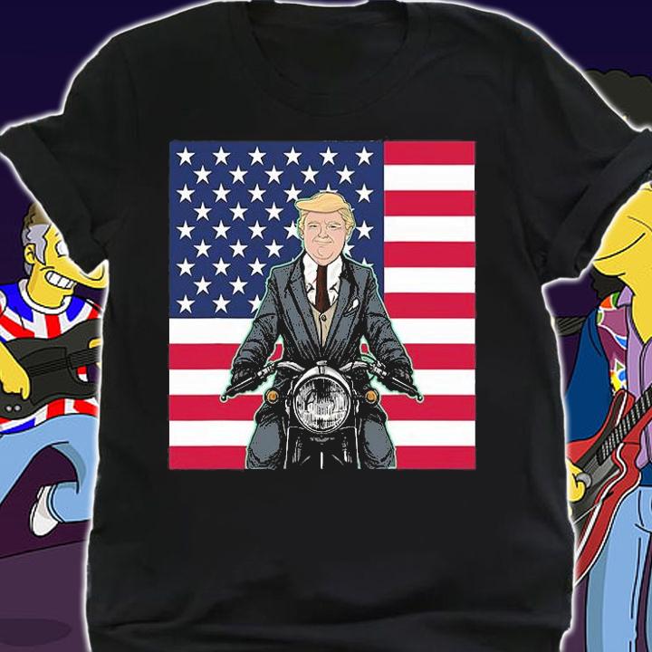 President Trump Motorcycle With USA Flag T-Shirt t-shirt