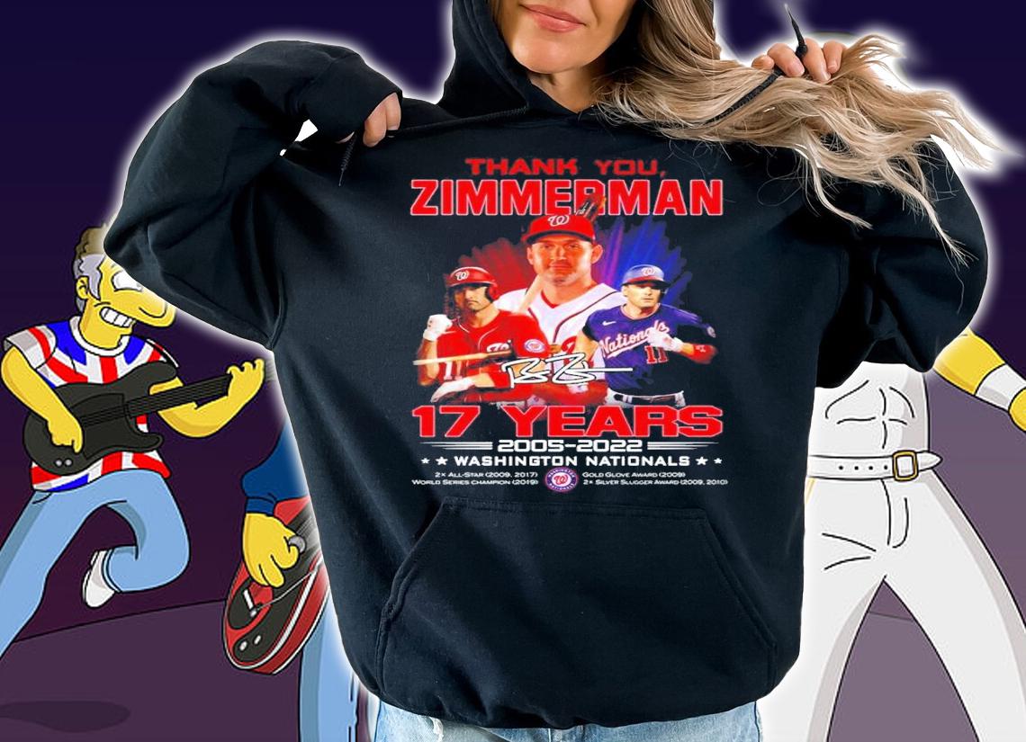 Thank You Ryan Zimmerman 17 Years 2005-2022 Washington Nationals Signatures Shirt t-shirt hoodie