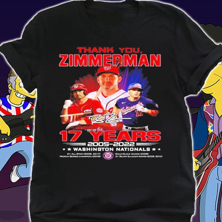 Thank You Ryan Zimmerman 17 Years 2005-2022 Washington Nationals Signatures Shirt t-shirt shirt