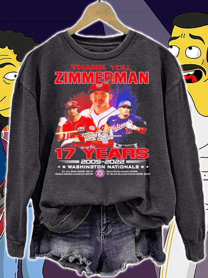 Thank You Ryan Zimmerman 17 Years 2005-2022 Washington Nationals Signatures Shirt t-shirt sweatshirt