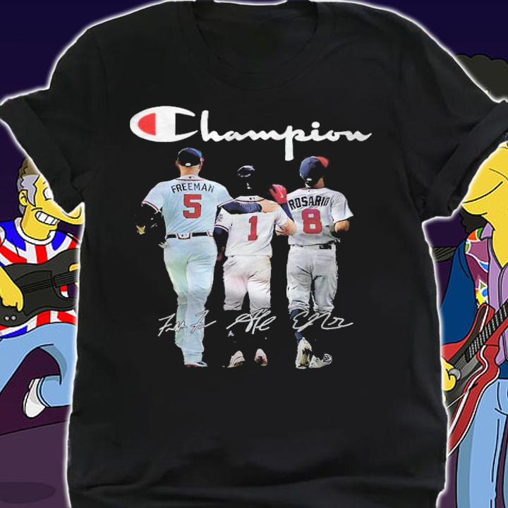 Champion Freddie Freeman O. Albies Eddie Rosario signatures shirt t-shirt shirt