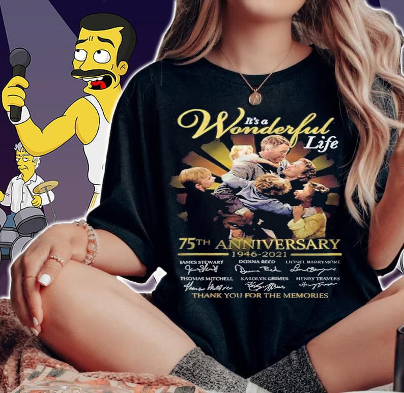 It's A Wonderful Life 75th Anniversary Signatures Thank You For The Memories Shirt t-shirt woman shirt
