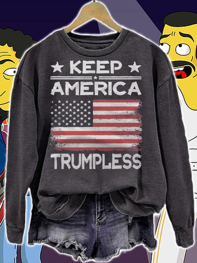 Keep America Trumpless  Anti Trump Distressed American Flag shirt t-shirt sweatshirt
