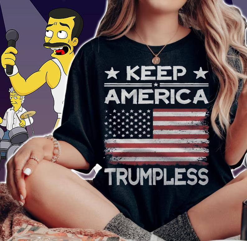 Keep America Trumpless  Anti Trump Distressed American Flag shirt t-shirt woman shirt