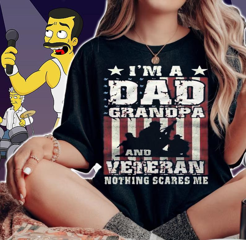 Im Dad Grandpa & Veteran Flag Soldiers Vintage Men Gift Shirt t-shirt