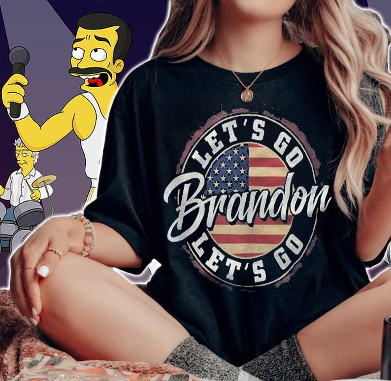 Let's Go Brandon USA Flag Vintage Circle T-Shirt t-shirt woman shirt