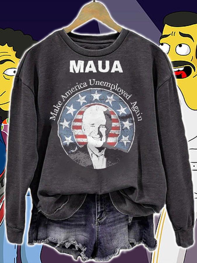 Maua Make America Unemployed Again Joe Biden USA Flag T-Shirt t-shirt