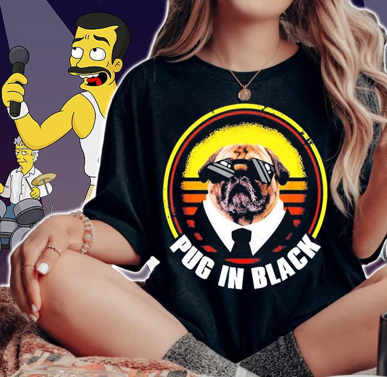 Funny Pug In Black Glasses T-Shirt t-shirt