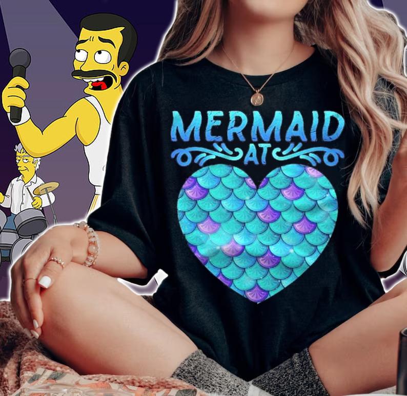 Mermaid At Heart Ocean Fish Tail Deep Sea Mermaid Shells Shirt t-shirt