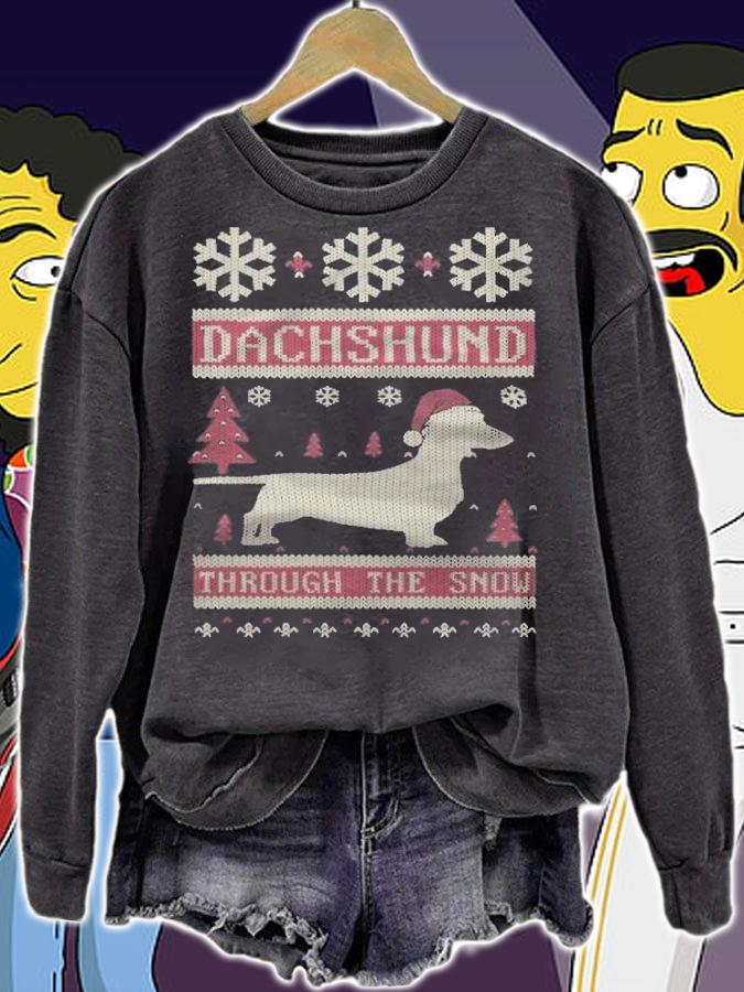 Ugly dog through the snow Christmas T-shirt t-shirt
