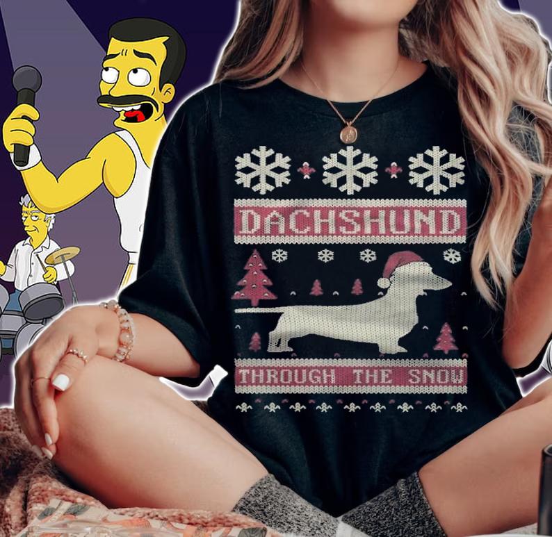 Ugly dog through the snow Christmas T-shirt t-shirt