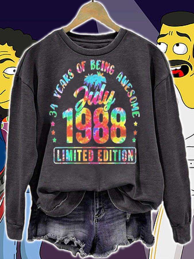 Happy 34Th Birthday Vintage July 1988 Shirt 34 Years Old T-shirt t-shirt