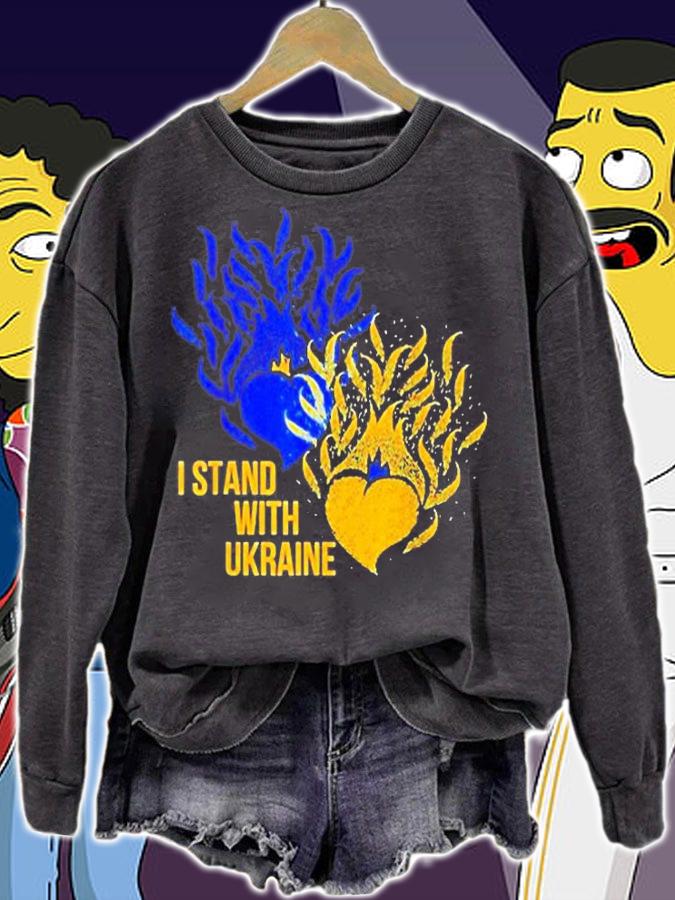 Ukraine Supporter Flag Color Blue Yellow Fire Hearts T-Shirt t-shirt