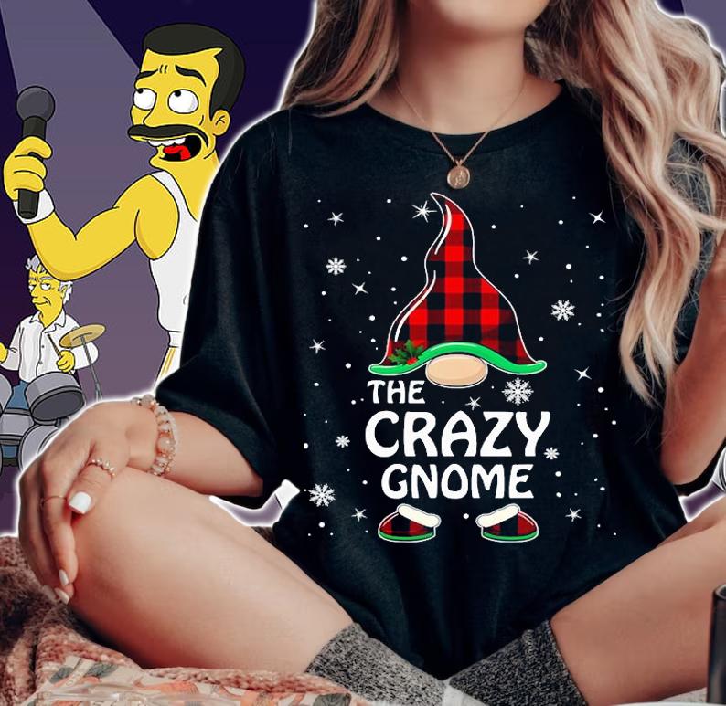 Crazy Gnome Buffalo Plaid Matching Family Christmas T-Shirt t-shirt woman shirt