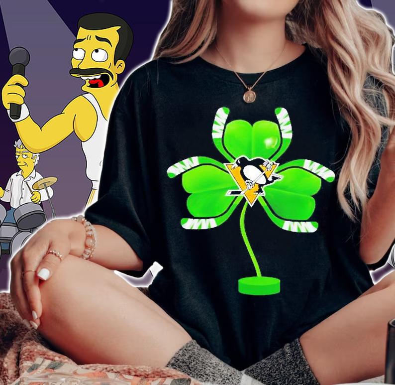 Pittsburgh Penguins Shamrock Hockey Tree St Patrick's Day T-Shirt t-shirt woman shirt