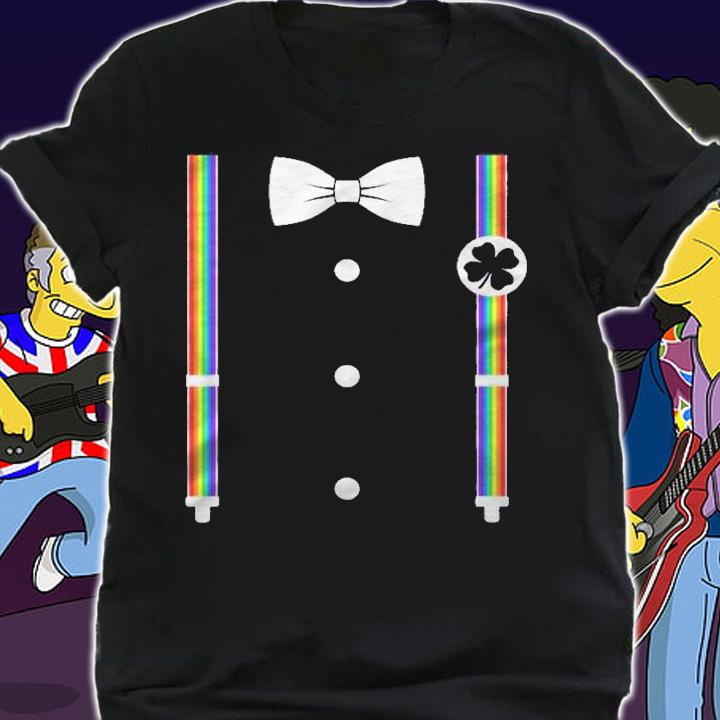 Rainbow Suspenders Bow Tie Leprechaun Costume Shirt t-shirt
