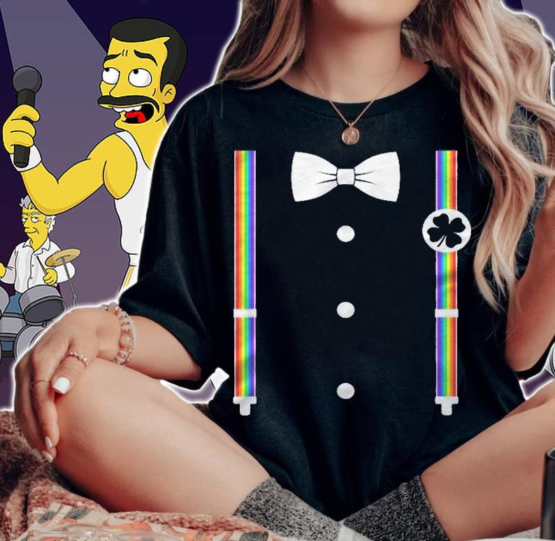 Rainbow Suspenders Bow Tie Leprechaun Costume Shirt t-shirt