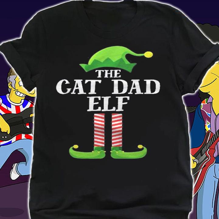 Cat Dad Elf Matching Family Group Christmas Party Pajama Shirt shirt