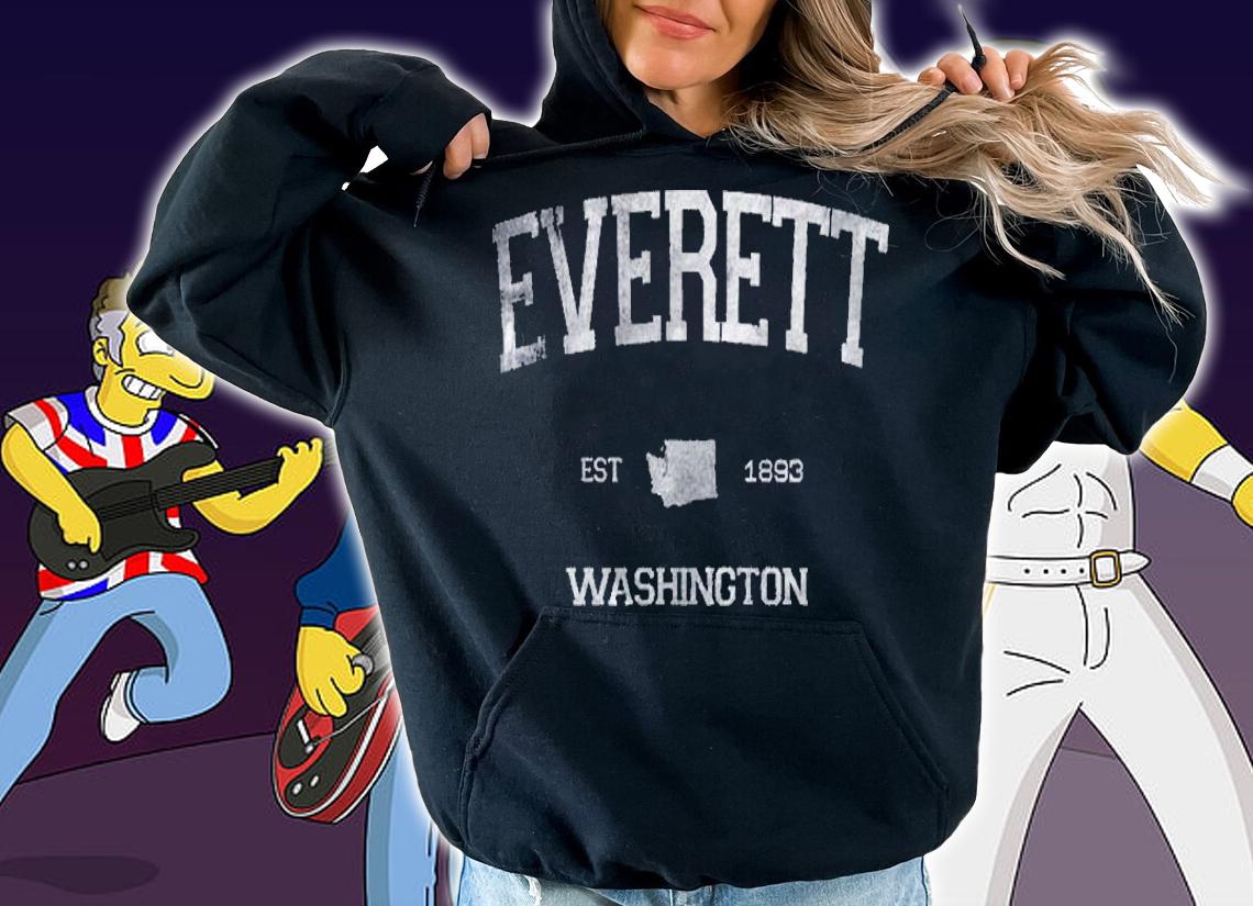 Classic Everett Washington Wa State Vintage Sports Style Shirt hoodie