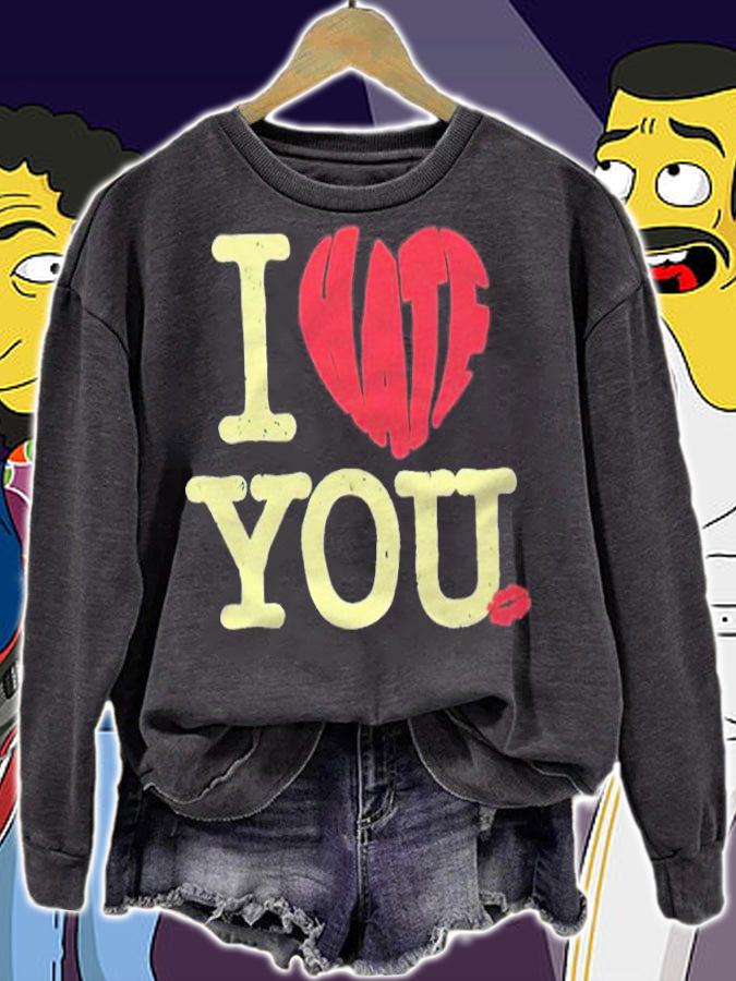 I hate you heart lips icon T-shirt sweatshirt