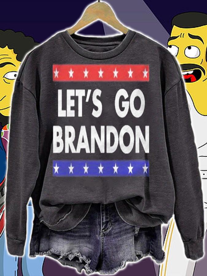 Lets Go Brandon Conservative Us Flag Star Funny Gift Idea Pullover Shirt