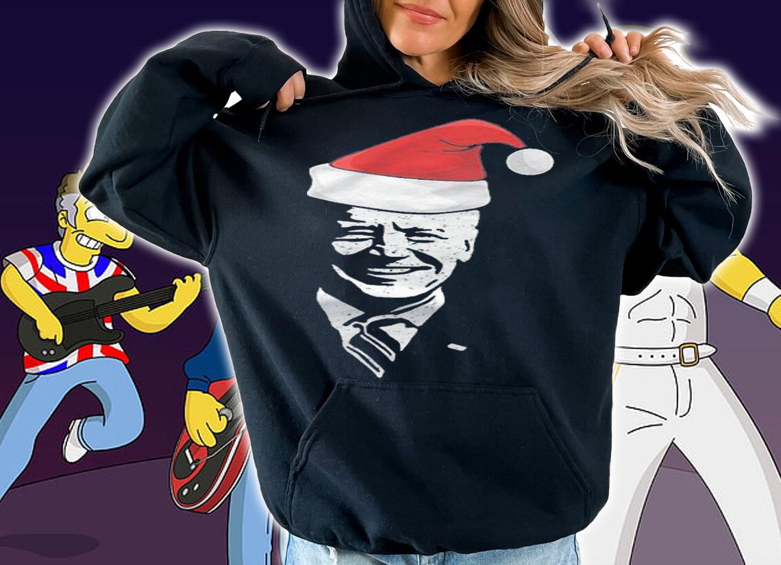 F Joe Biden joe Biden Santa Hat Funny Christmas T-Shirt hoodie