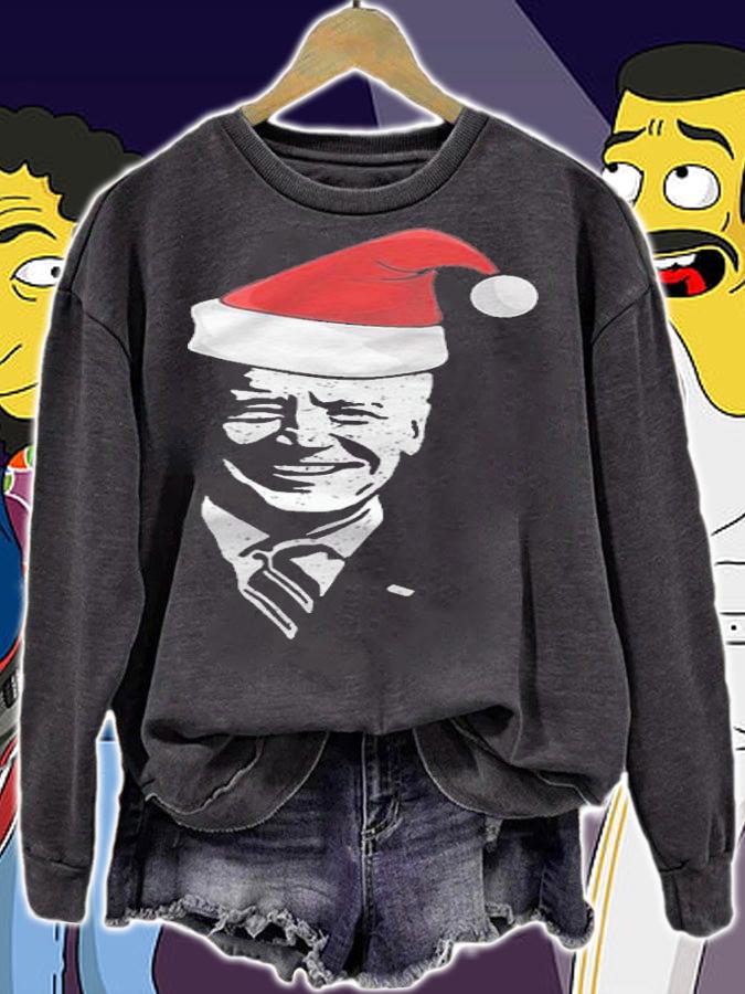 F Joe Biden joe Biden Santa Hat Funny Christmas T-Shirt sweatshirt