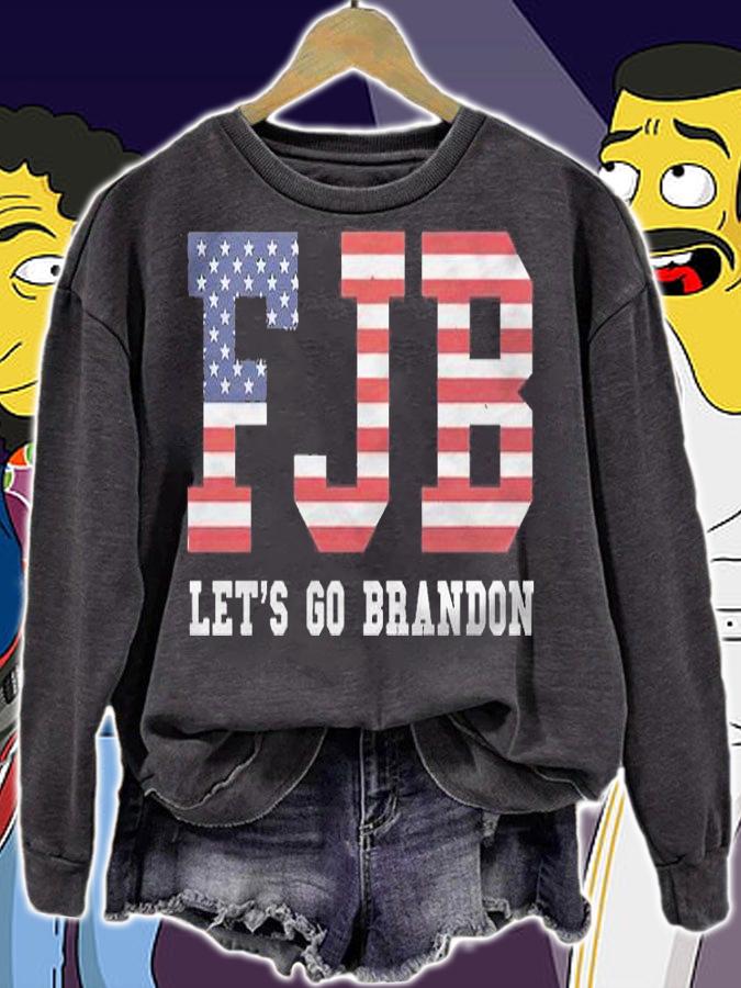 Hot fJB Let's Go Brandon Conservative Anti Liberal American Flag Funny T-Shirt sweatshirt