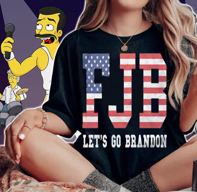 Hot fJB Let's Go Brandon Conservative Anti Liberal American Flag Funny T-Shirt woman shirt
