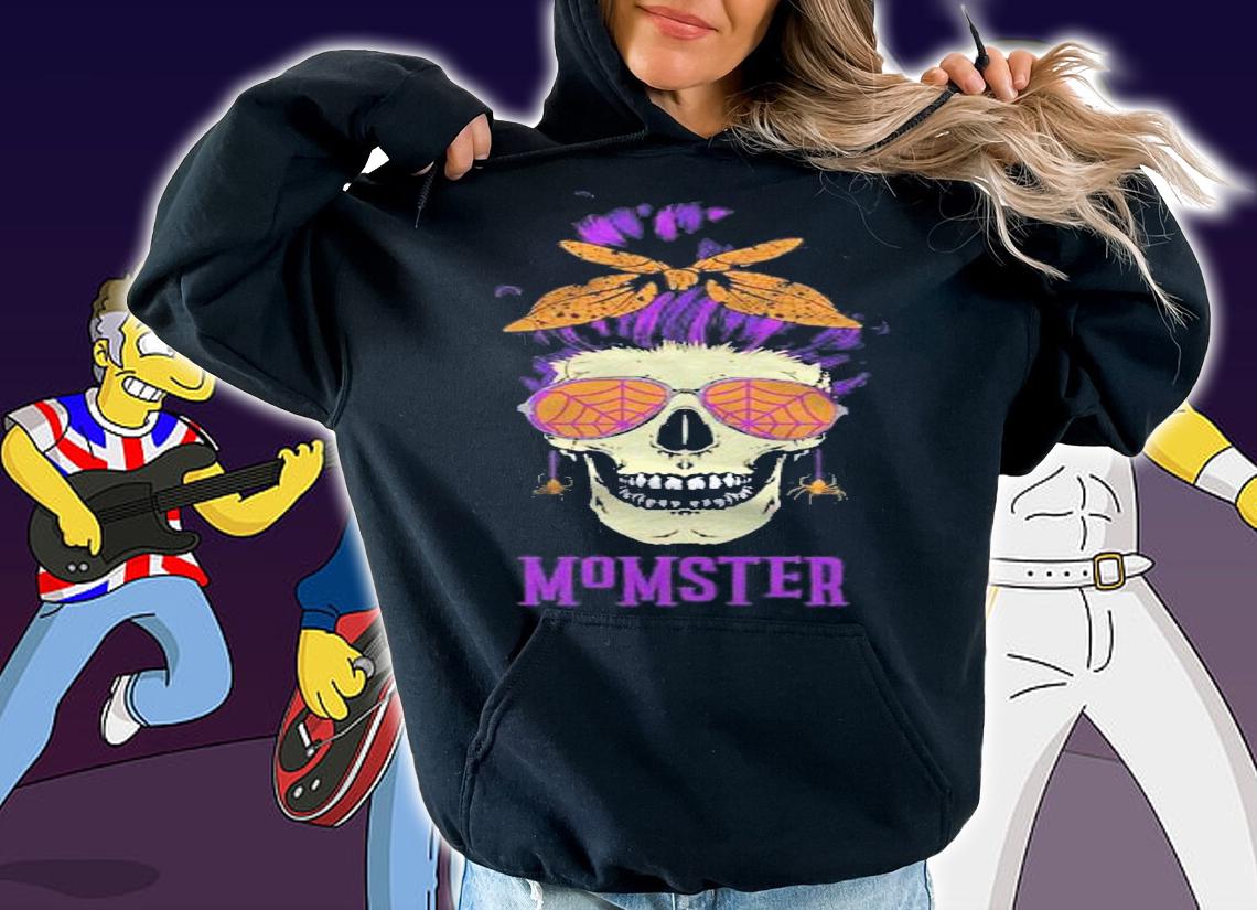 Momster Tshirt Messy Bun Skull Halloween Mom Shirt hoodie