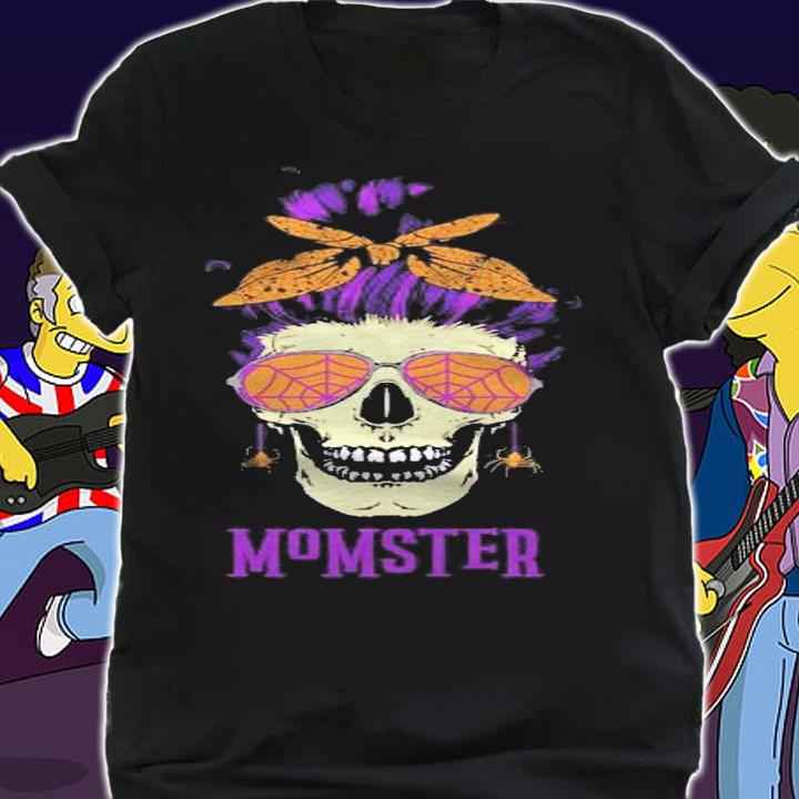 Momster Tshirt Messy Bun Skull Halloween Mom Shirt shirt