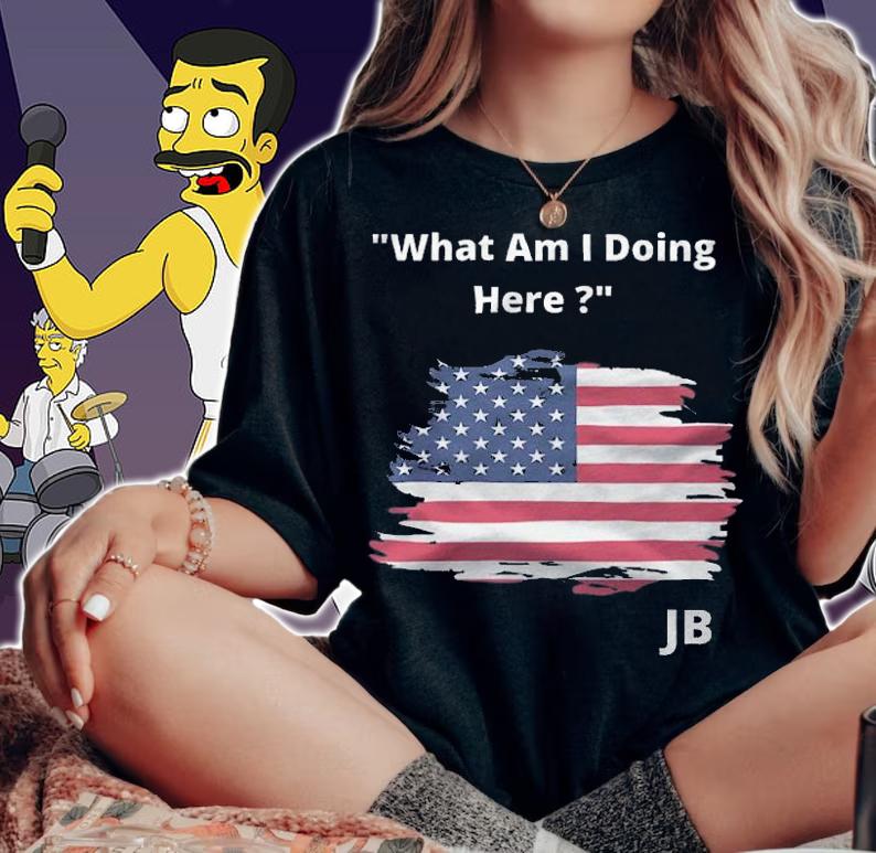 Official what Am I Doing Here USA Flag T-Shirt