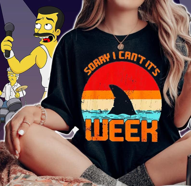 Vintage Sorry I Cant Its Week Funny Shark Gift T-Shirt woman shirt