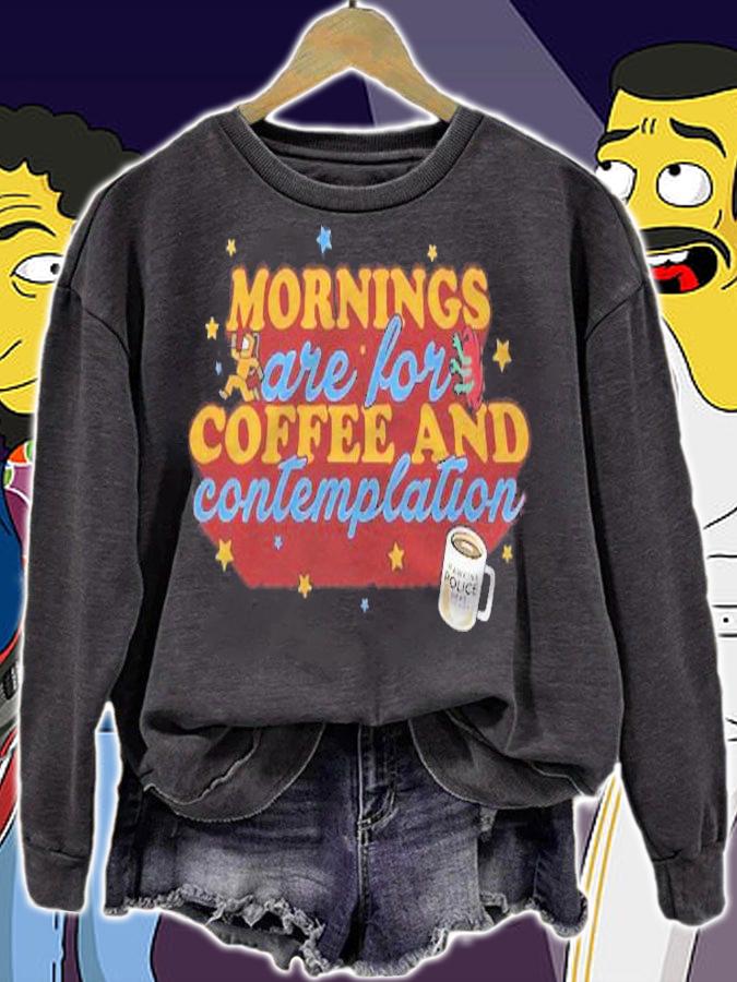 Womens Netflix Stranger Things Coffee And Contemplation Typographic Shirt sweatshirt