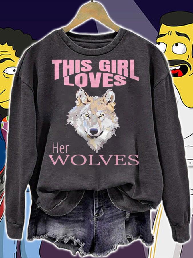 Girl Loves Wolf Shirt For Women Who Loves Wolves Shirt sweatshirt