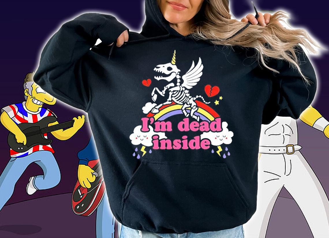Skeleton Unicorn Rainbow I'm Dead Inside Shirt