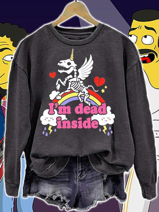 Skeleton Unicorn Rainbow I'm Dead Inside Shirt