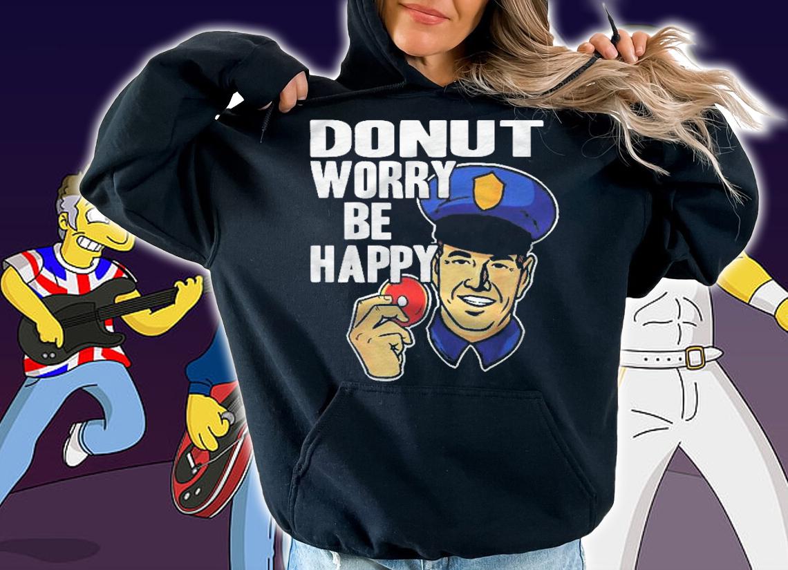 Donut Worry Be Happy Police Mens Gift Shirt
