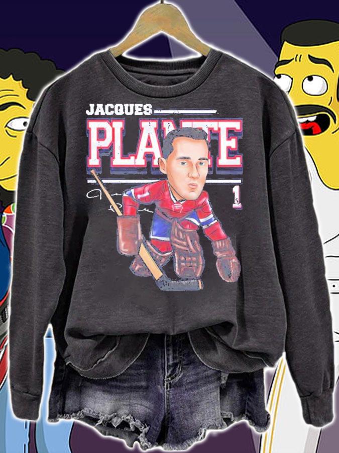 Jacques Plante Montreal Cartoon Hockey Signatures Shirt sweatshirt