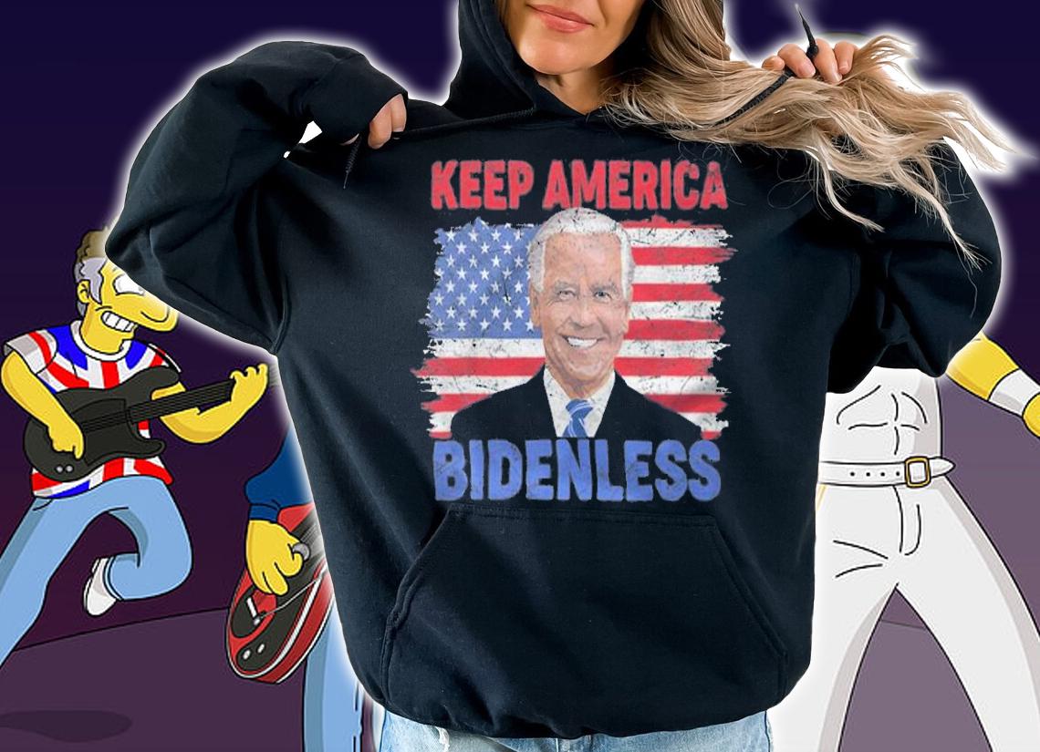 Keep America Bidenless Vintage Usa Flag Biden T-Shirt