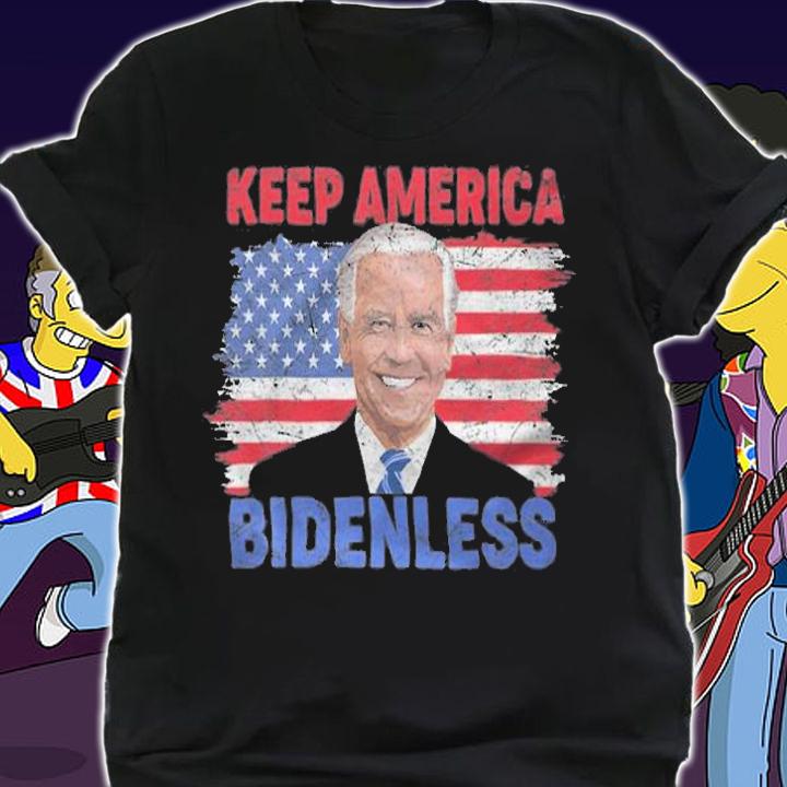 Keep America Bidenless Vintage Usa Flag Biden T-Shirt