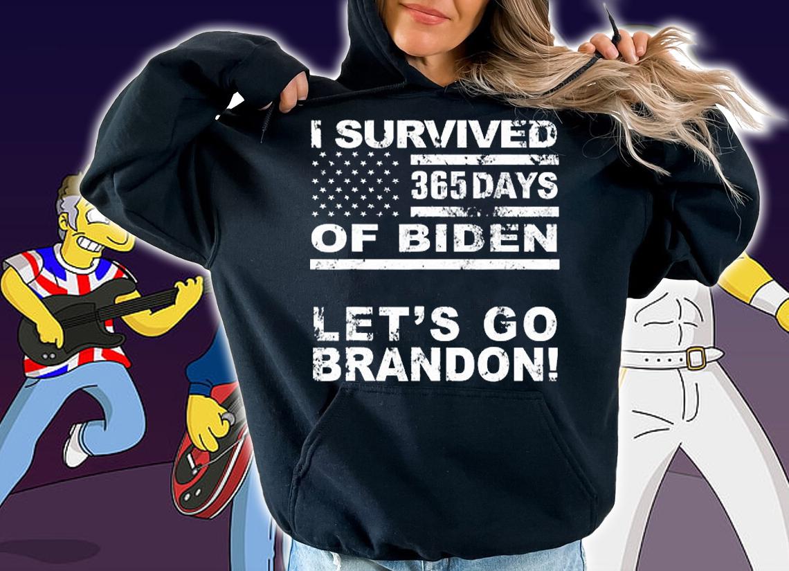 I Survived 365 Days Of Biden Brandon Let's Go Brandon USA Flag Vintage T-Shirt