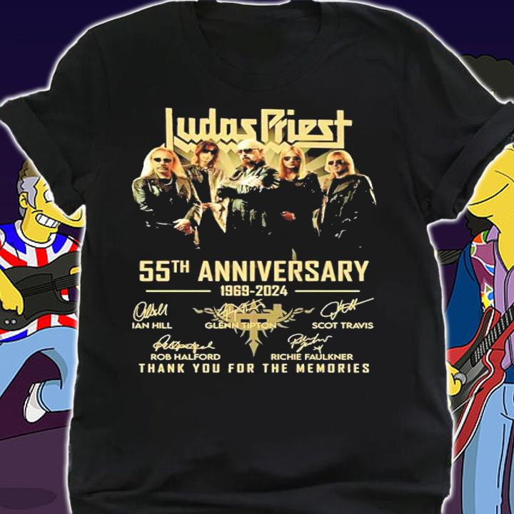 Judas Priest 55 Years 1969-2024 Anniversary Signatures Thank You For The Memories Shirt
