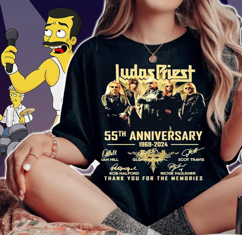 Judas Priest 55 Years 1969-2024 Anniversary Signatures Thank You For The Memories Shirt
