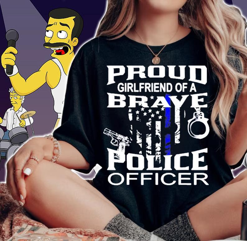 Thin Blue Line Tshirt Proud Girlfriend Of Police Officer T-Shirt