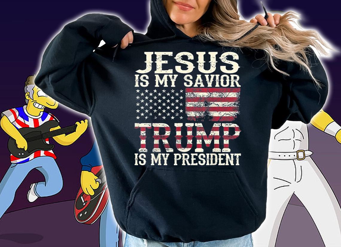 Funny American Jesus Is My Savior Trump Is My President Vintage Retro T-Shirt
